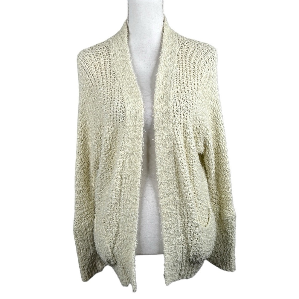 Free People Boho Cream Open Knit Long Sleeve Open Cardigan Size Medium